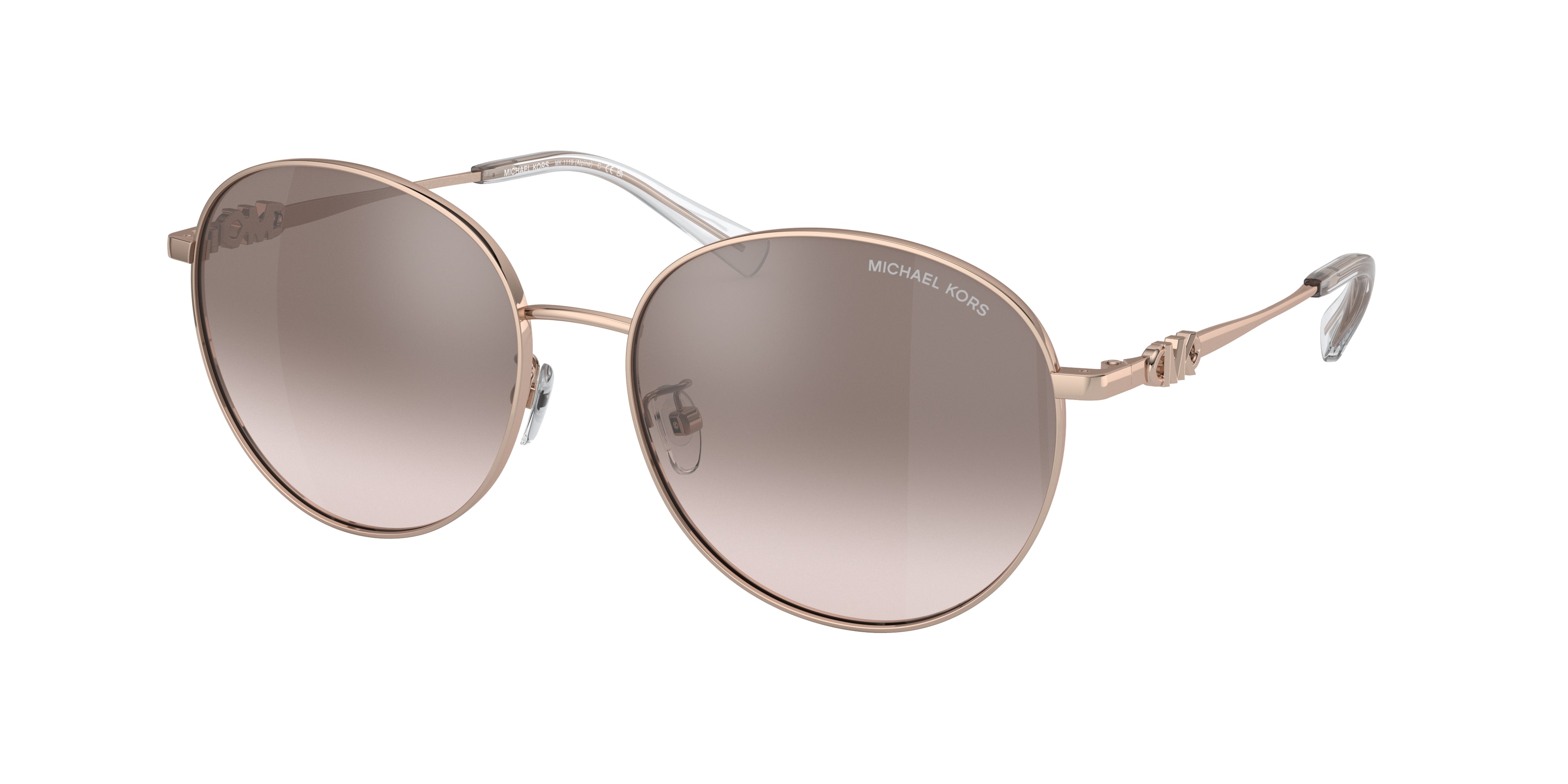 Michael Kors Femme MK1119 Alpine 11088Z Lunettes De Soleil MéTal Or Argent Ronde Normale Ombré-image